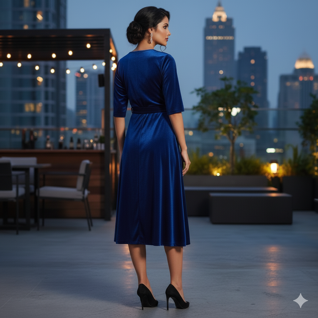 Custom Size Mom & Me Matching Royal Blue Velvet Dress | Mother Daughter Coordinated Outfit | Size Details Required