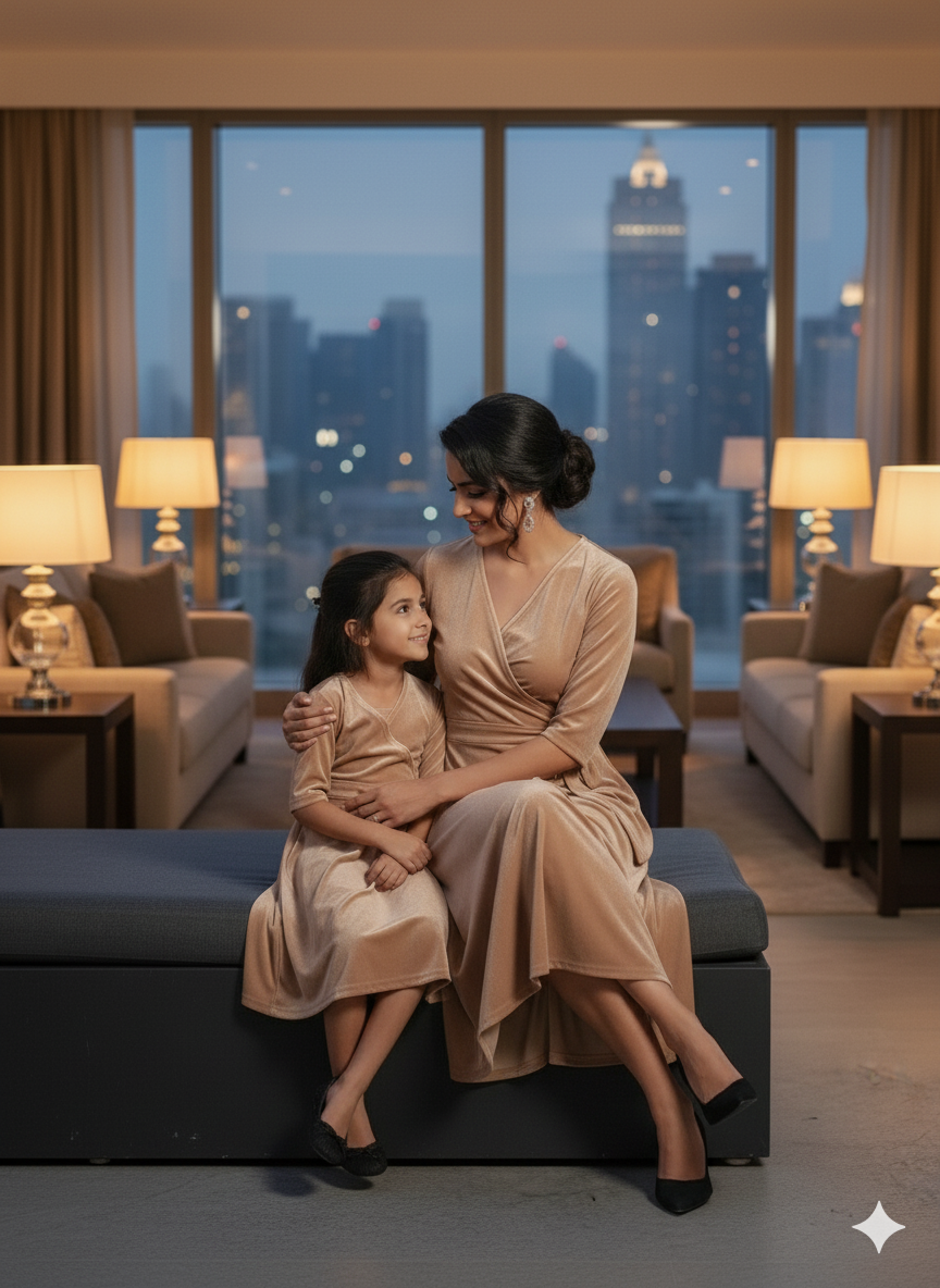 Custom Size Mom & Me Matching Velvet Dress | Mother Daughter Coordinated Outfit | Personalized Fit Required