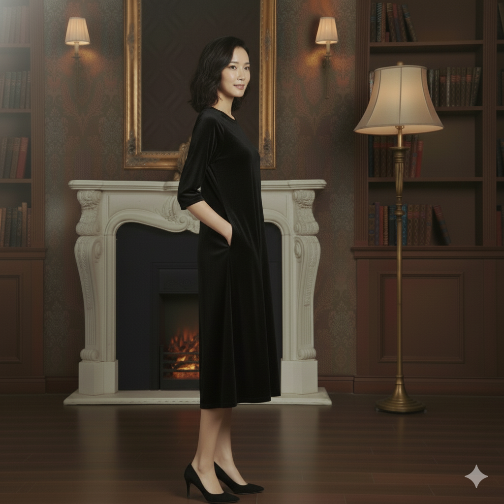 Luxury Black Velvet Night Dress Robe for Women | Soft Evening Lounge Wear | Elegant Sleepwear Gown