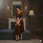 Mom & Me Matching Velvet Dress Set – Elegant Wrap Style Party Dresses for Mother & Daughter