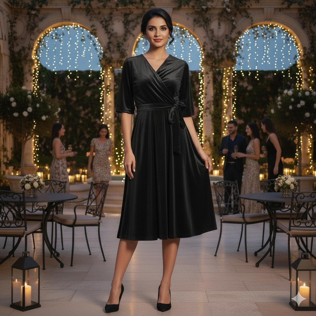 Custom Size Mom & Me Matching Black Velvet Dress | Mother Daughter Coordinated Outfit | Personalized Fit Required