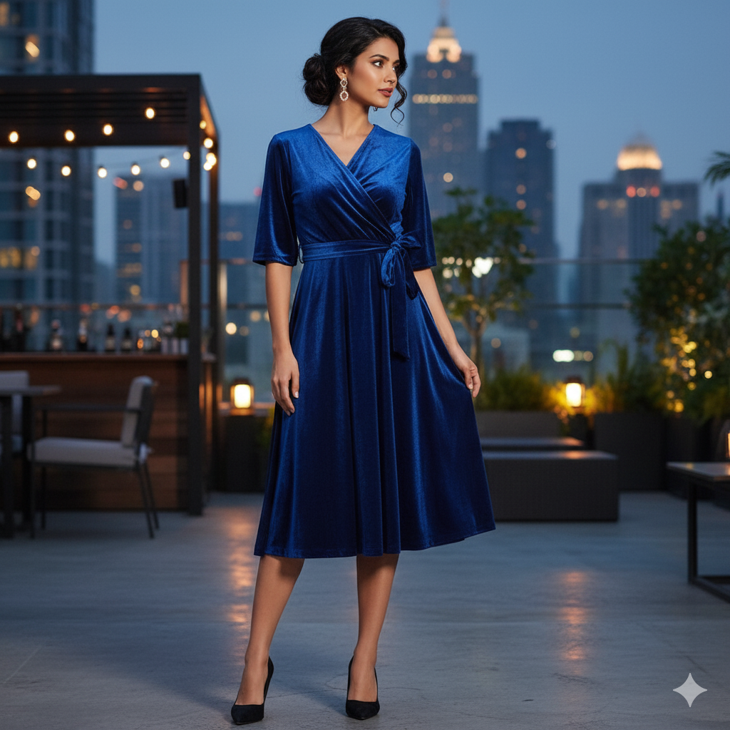 Custom Size Mom & Me Matching Royal Blue Velvet Dress | Mother Daughter Coordinated Outfit | Size Details Required