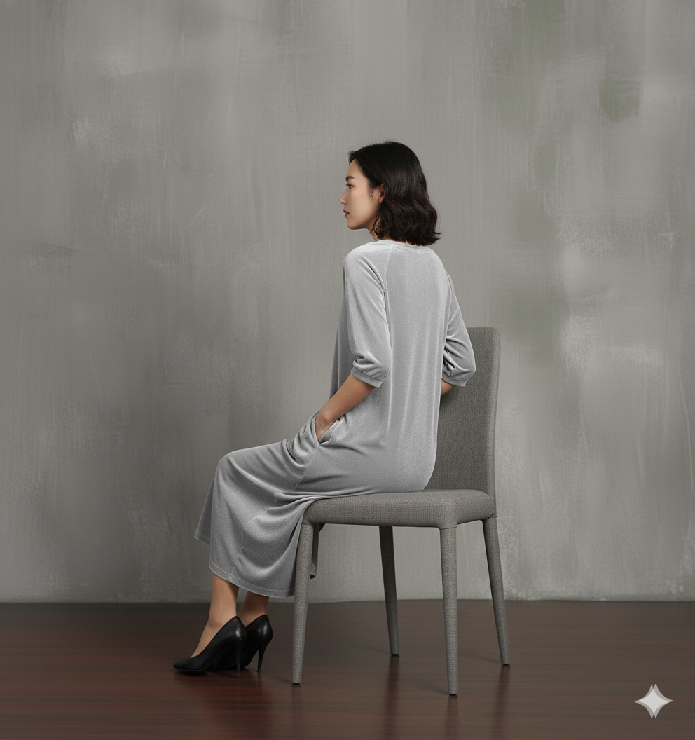 Grey Velvet Night Dress for Women | Soft Long Velvet Night Gown with Pockets | Elegant Lounge & Sleepwear