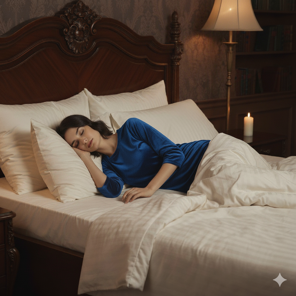 Royal Blue Velvet Night Dress for Women | Soft Long Velvet Night Gown | Elegant Lounge & Sleep Wear