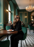 Black Velvet Co-Ord Set for Women – Zip-Front Top & Relaxed Fit Pants