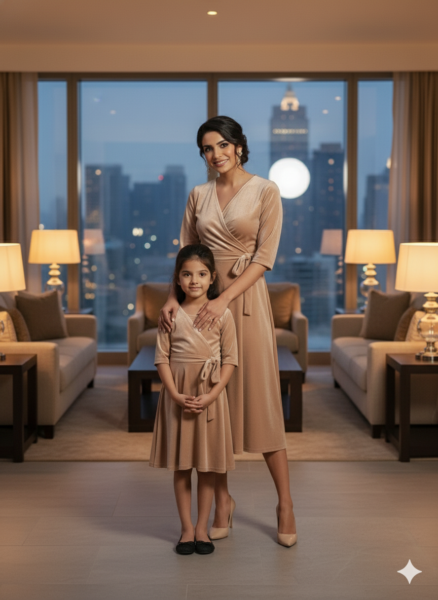 Custom Size Mom & Me Matching Velvet Dress | Mother Daughter Coordinated Outfit | Personalized Fit Required