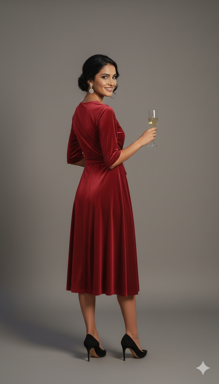 Custom Size Mom & Me Matching Wine Red Velvet Dress | Mother Daughter Coordinated Outfit | Personalized Fit Required