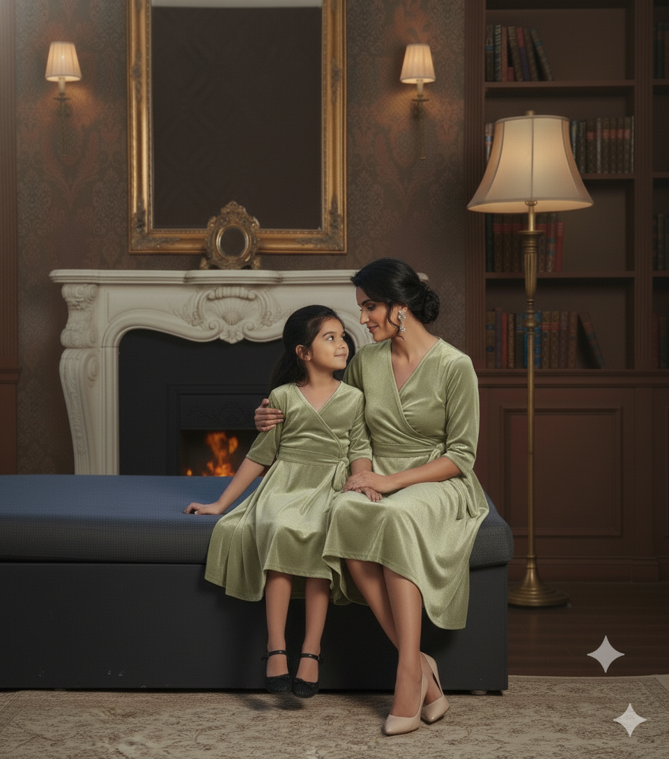 Custom Size Mom & Me Matching Velvet Dress | Mother Daughter Coordinated Outfit | Personalized Fit Required