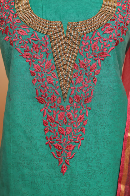 Unstitched Salwar Suit Set for Women, 3-Piece Designer Dress Material