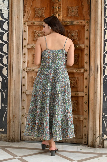 Women’s Cotton Maxi Dress | Sleeveless Printed Dress with Spaghetti Straps