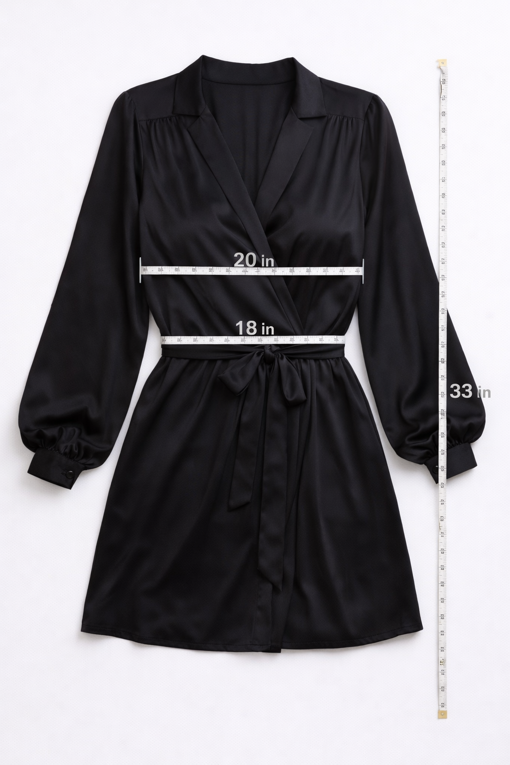 Elegant Black Wrap Mini Dress for Women | Long Sleeve V-Neck Chic Evening Dress