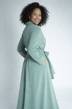 Soft Teal Long Bath Robe for Women – Wrap Style Lounge & Homewear Robe