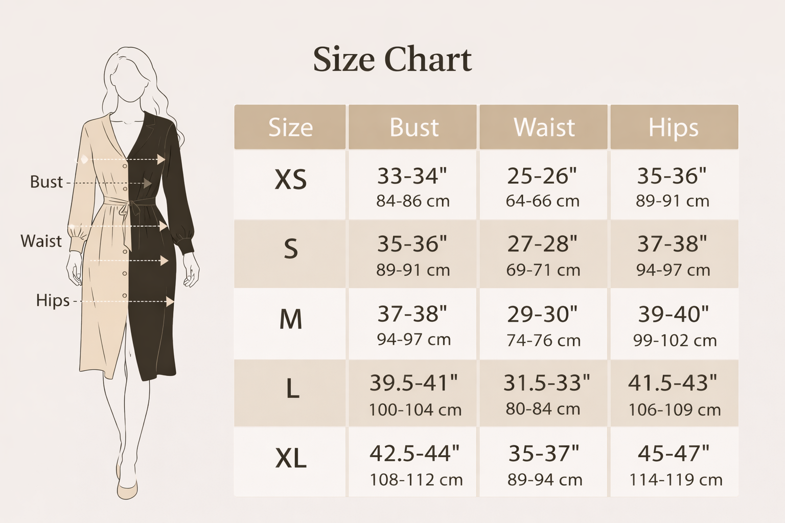 Black & Beige Colorblock Wrap Dress for Women – Elegant Long Sleeve Midi Dress