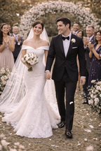 Off-Shoulder Lace Western Wedding Gown for Women – Elegant Mermaid Bridal Dress