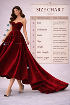 Deep Wine Velvet Western Wedding Dress for Women – Strapless Bridal Gown with Two Height Options
