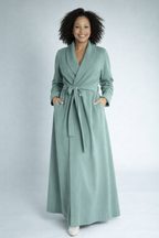 Soft Teal Long Bath Robe for Women – Wrap Style Lounge & Homewear Robe