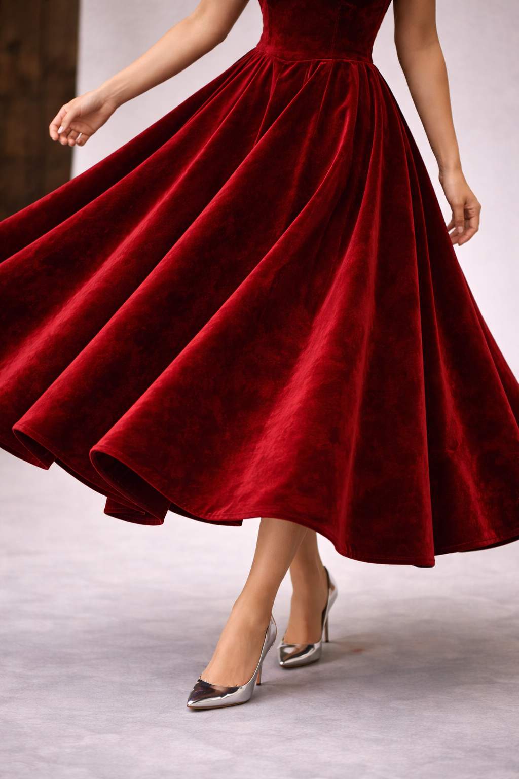 Deep Wine Velvet Western Wedding Dress for Women – Strapless Bridal Gown with Two Height Options