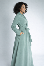 Soft Teal Long Bath Robe for Women – Wrap Style Lounge & Homewear Robe