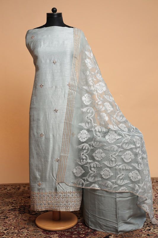 Luxury Peach Festive Unstitched Salwar Suit Material for Women