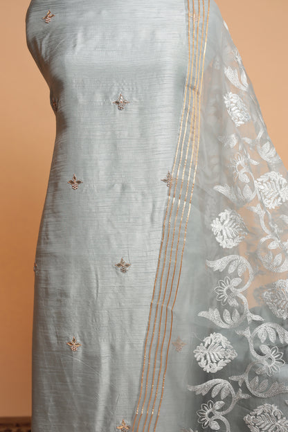 Luxury Peach Festive Unstitched Salwar Suit Material for Women