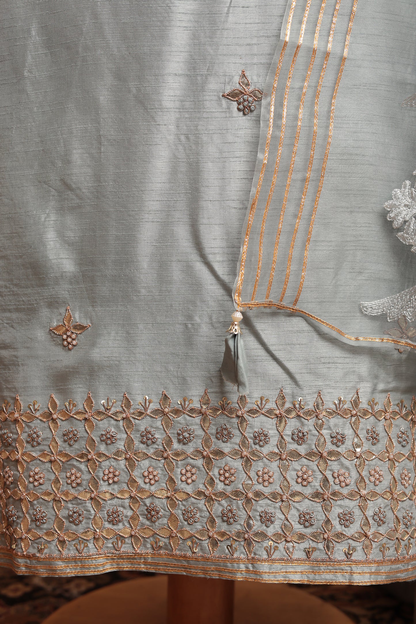 Luxury Peach Festive Unstitched Salwar Suit Material for Women