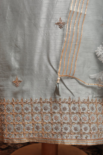 Luxury Peach Festive Unstitched Salwar Suit Material for Women